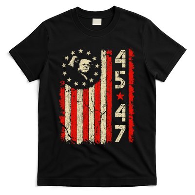 45 47 Trump President Inauguration Usa Retro Trump 2025 Flag T-Shirt