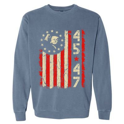 45 47 Trump President Inauguration Usa Retro Trump 2025 Flag Garment-Dyed Sweatshirt