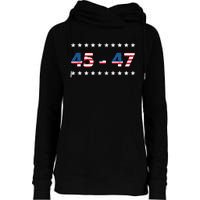 45 47 Trump 2024 T Shirt Support Donald Trump Womens Funnel Neck Pullover Hood