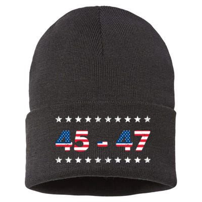 45 47 Trump 2024 T Shirt Support Donald Trump Sustainable Knit Beanie