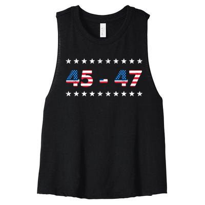 45 47 Trump 2024 T Shirt Support Donald Trump Women's Racerback Cropped Tank