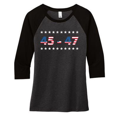 45 47 Trump 2024 T Shirt Support Donald Trump Women's Tri-Blend 3/4-Sleeve Raglan Shirt