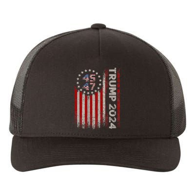 45 47 Trump 2024 American Flag Yupoong Adult 5-Panel Trucker Hat