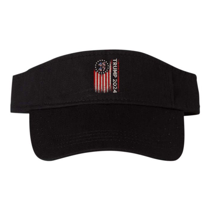 45 47 Trump 2024 American Flag Valucap Bio-Washed Visor