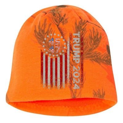 45 47 Trump 2024 American Flag Kati - Camo Knit Beanie