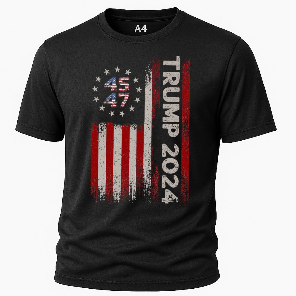 45 47 Trump 2024 American Flag Cooling Performance Crew T-Shirt