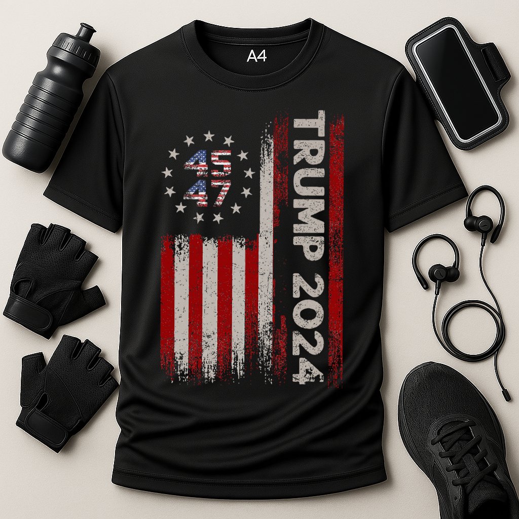 45 47 Trump 2024 American Flag Cooling Performance Crew T-Shirt