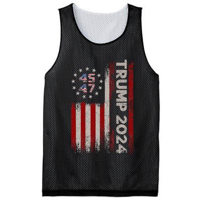 45 47 Trump 2024 American Flag Mesh Reversible Basketball Jersey Tank