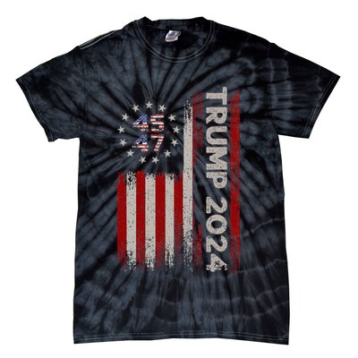 45 47 Trump 2024 American Flag Tie-Dye T-Shirt