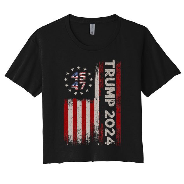 45 47 Trump 2024 American Flag Crop Top