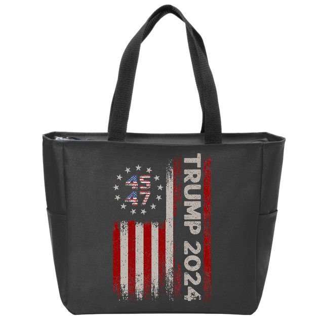 45 47 Trump 2024 American Flag Zip Tote Bag