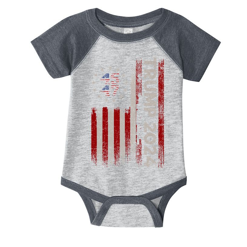 45 47 Trump 2024 American Flag Infant Baby Jersey Bodysuit