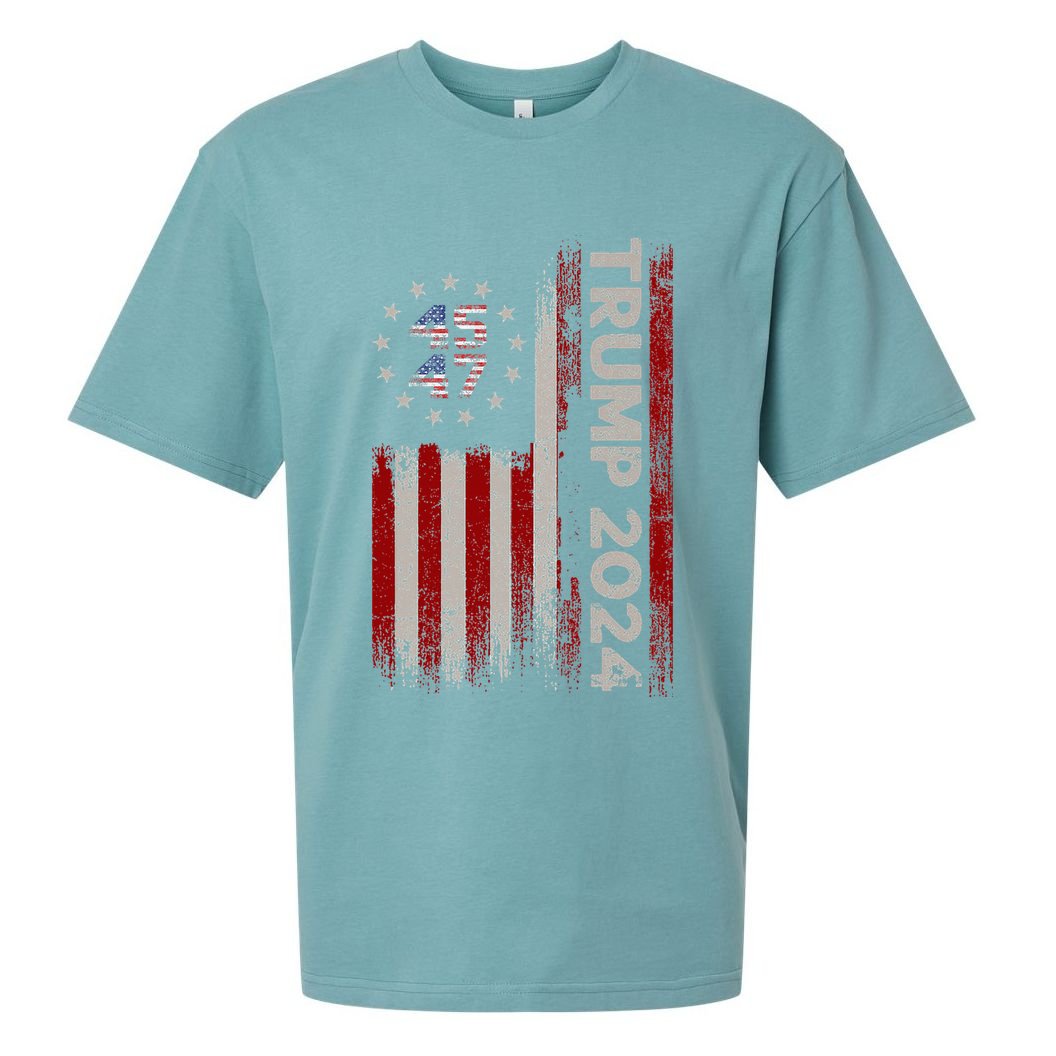 45 47 Trump 2024 American Flag Sueded Cloud Jersey T-Shirt