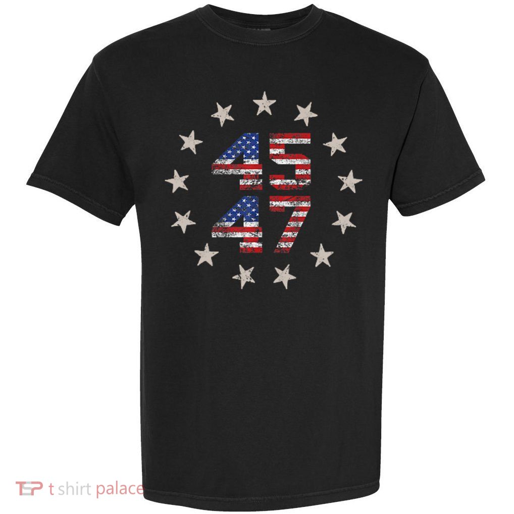 45 47 Trump 2024 American Flag Front And Back Garment-Dyed Heavyweight T-Shirt
