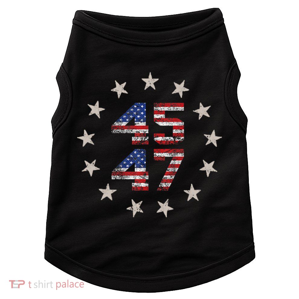 45 47 Trump 2024 American Flag Front And Back Doggie Tank