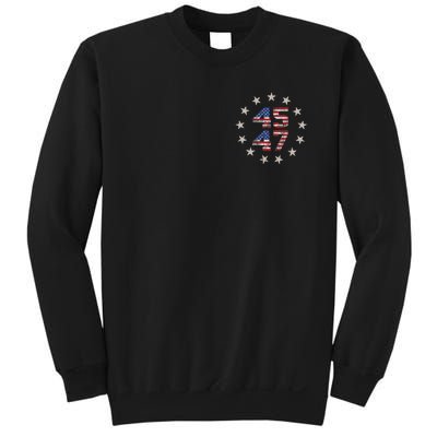 45 47 Trump 2024 American Flag Front And Back Sweatshirt