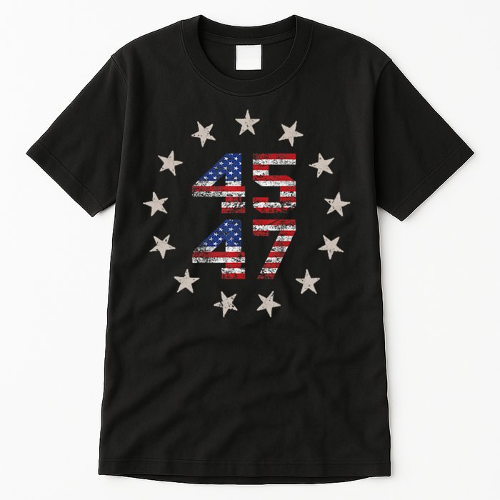 45 47 Trump 2024 American Flag Front And Back Tall T-Shirt