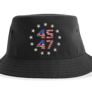 45 47 Trump 2024 American Flag Front And Back Sustainable Bucket Hat