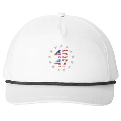 45 47 Trump 2024 American Flag Front And Back Snapback Five-Panel Rope Hat