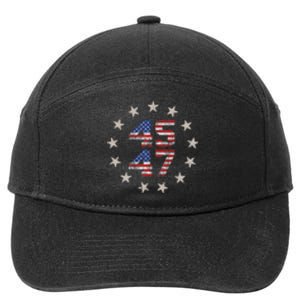 45 47 Trump 2024 American Flag Front And Back 7-Panel Snapback Hat