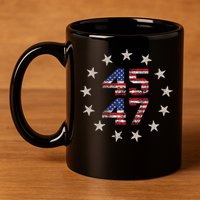 45 47 Trump 2024 American Flag Front And Back 11oz C Handle Ceramic Mug