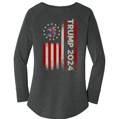 45 47 Trump 2024 American Flag Front And Back Women's Perfect Tri Tunic Long Sleeve Shirt