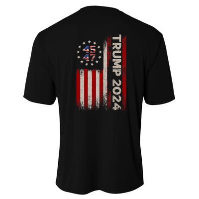 45 47 Trump 2024 American Flag Front And Back Youth Performance Sprint T-Shirt