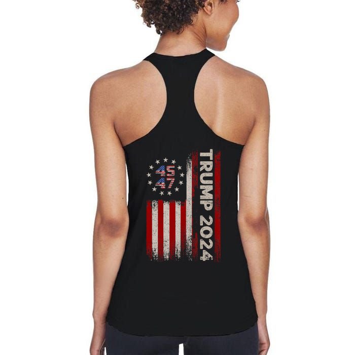 45 47 Trump 2024 American Flag Front And Back Women's Racerback Tank