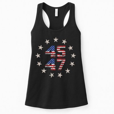 45 47 Trump 2024 American Flag Front And Back Womens Tank Top