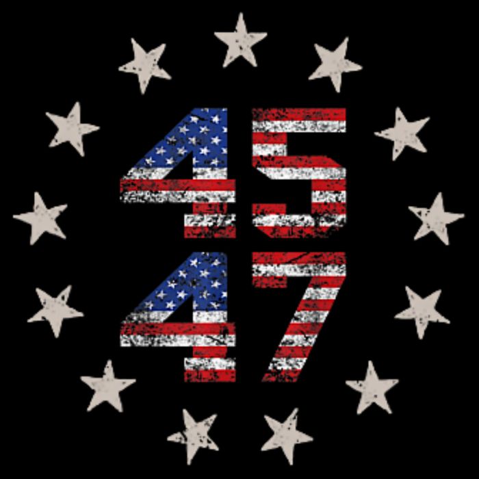 45 47 Trump 2024 American Flag Front And Back Baby Bodysuit