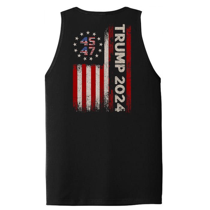 45 47 Trump 2024 American Flag Front And Back PosiCharge Competitor Tank