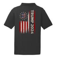 45 47 Trump 2024 American Flag Front And Back PosiCharge RacerMesh Polo