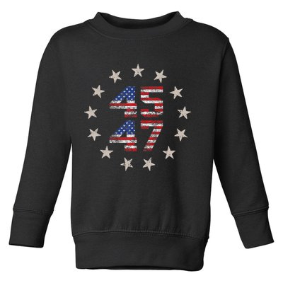 45 47 Trump 2024 American Flag Front And Back Toddler Sweatshirt