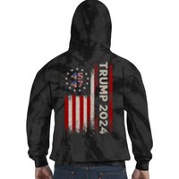 45 47 Trump 2024 American Flag Front And Back Tie Dye Hoodie