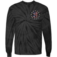 45 47 Trump 2024 American Flag Front And Back Tie-Dye Long Sleeve Shirt