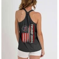 45 47 Trump 2024 American Flag Front And Back Women's Knotted Racerback Tank