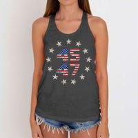 45 47 Trump 2024 American Flag Front And Back Women's Knotted Racerback Tank