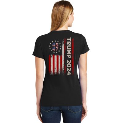 45 47 Trump 2024 American Flag Front And Back Women's T-Shirt