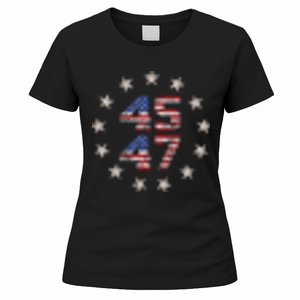 45 47 Trump 2024 American Flag Front And Back Women's T-Shirt