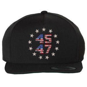 45 47 Trump 2024 American Flag Front And Back Wool Snapback Cap