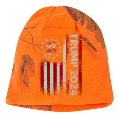 45 47 Trump 2024 American Flag Front And Back Kati - Camo Knit Beanie