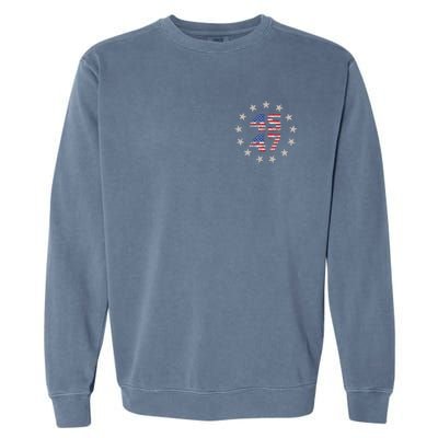 45 47 Trump 2024 American Flag Front And Back Garment-Dyed Sweatshirt