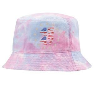 45 47 Trump 2024 American Flag Front And Back Tie-Dyed Bucket Hat