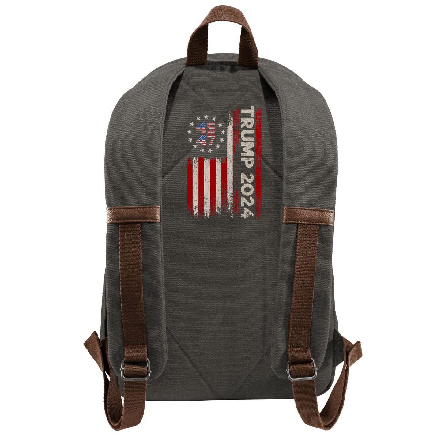 45 47 Trump 2024 American Flag Front And Back Cotton Canvas Backpack