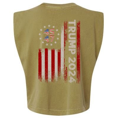 45 47 Trump 2024 American Flag Front And Back Garment-Dyed Women's Muscle Tee