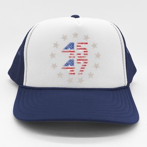 45 47 Trump 2024 American Flag Front And Back Trucker Hat