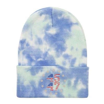 45 47 Trump 2024 American Flag Front And Back Tie Dye 12in Knit Beanie