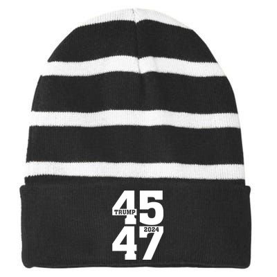 45 47 Trump 2024 Funny Trump 2024 Striped Beanie with Solid Band