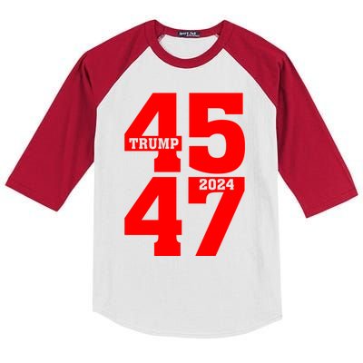 45 47 Trump 2024 Funny Trump 2024 Kids Colorblock Raglan Jersey