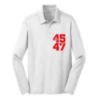 45 47 Trump 2024 Funny Trump 2024 Silk Touch Performance Long Sleeve Polo